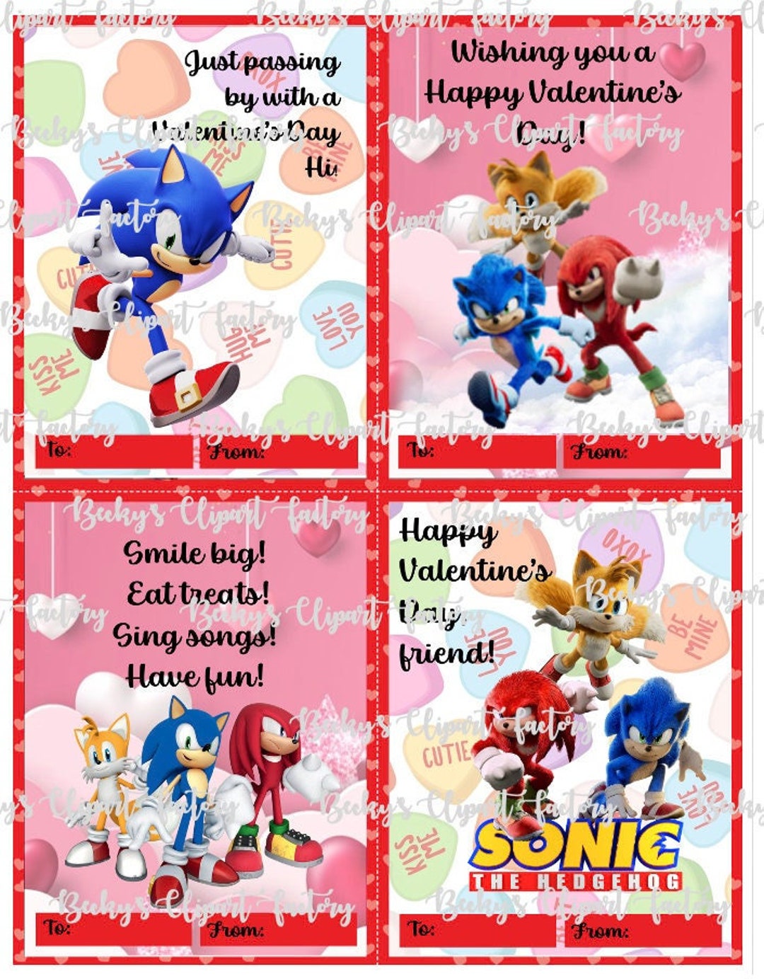 Sonic the Hedgehog Valentines Day Kids Cards Png Image Downloadable ...