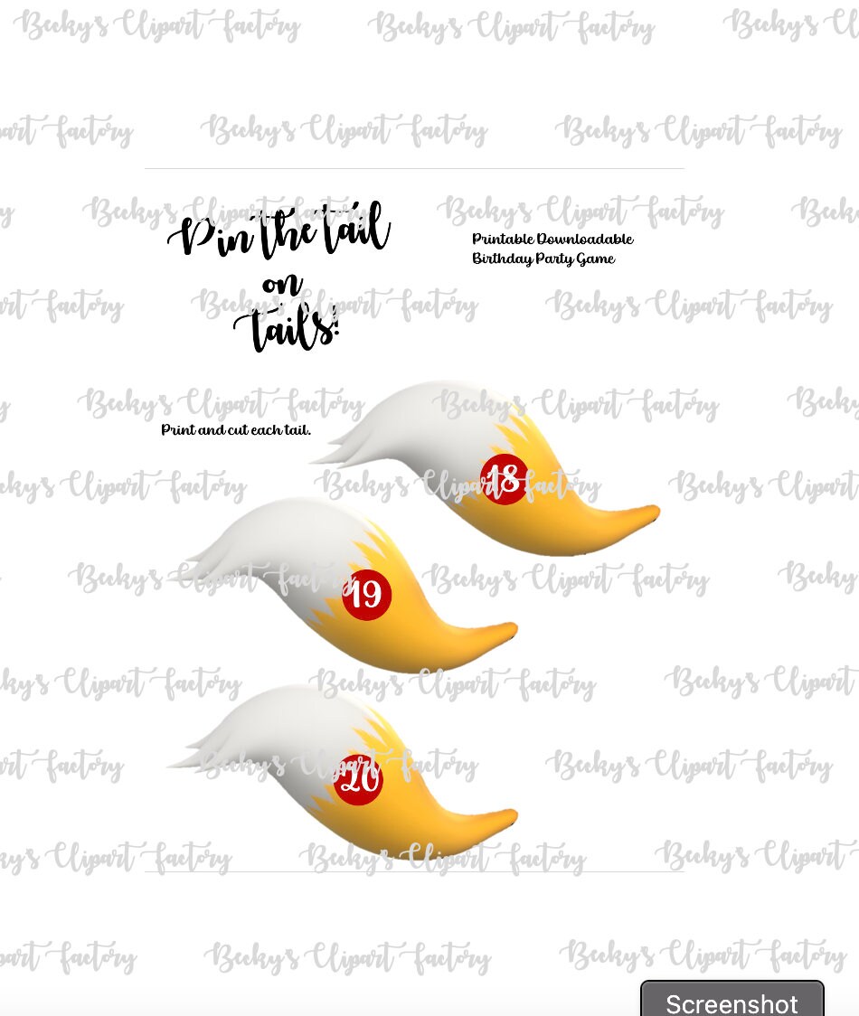 Pin the Tail on Tails Party Game Sonic the Hedgehog Pdf Etsy