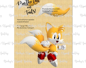 Pin The Tail on Tails party game, Sonic the hedgehog, pdf docs, pdf files to print