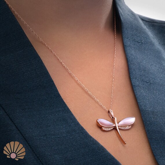 Pearl Dragonfly Pendant Necklace 