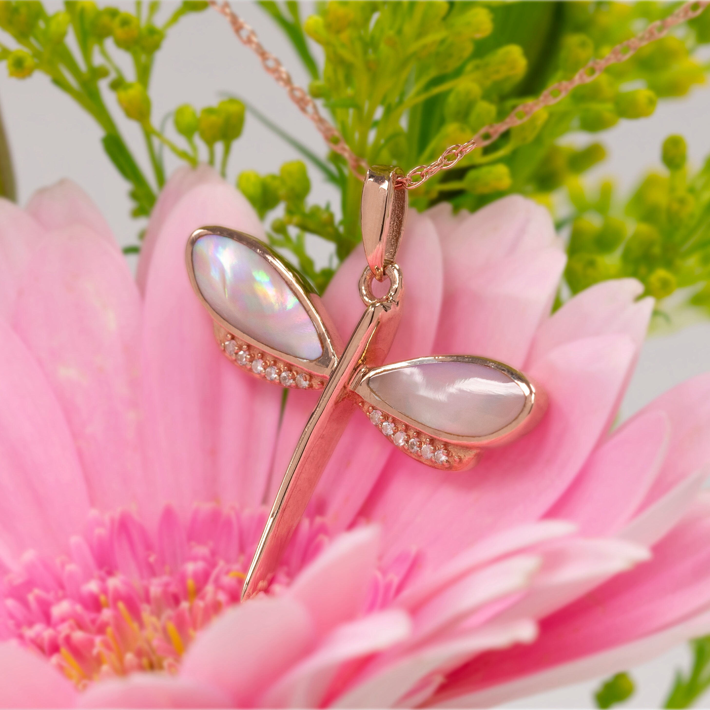 Pearl Dragonfly Pendant Necklace 