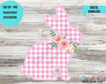 Plaid Bunny PNG Sublimation Design, Easter Bunny, Buffalo Plaid Bunny ...