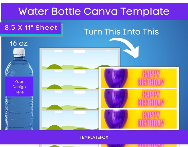 Water Bottle Label Template Canva Nutrition Label Clipart Etsy Australia