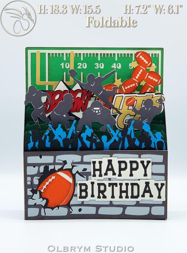 American Football Pop Up Gift Card, Happy Birthday Card, Touchdown 3D Greeting Card, Ball Sport - View #8