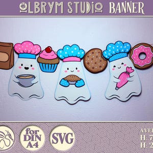 Haunted Bakery Ghosts Garland, Halloween SVG