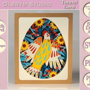Ostermotiv 3 Waldzauber Vogel Blumen, Osterei, Sonnenblume, Ester Dekor, Folk 3D Tunnel, digitale Vorlage, SVG, PDF, sofort download