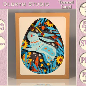 Ostermotiv 1 Waldhase, Zauberhase, Blumen, Osterei, Oster Dekor, Folklore 3D Tunnel, digitale Vorlage, SVG PDF, sofort download