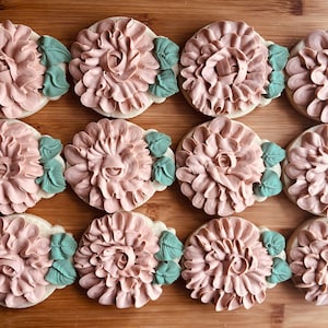 Rose Cookies,Floral cookies, Baby Shower, Wedding Cookies