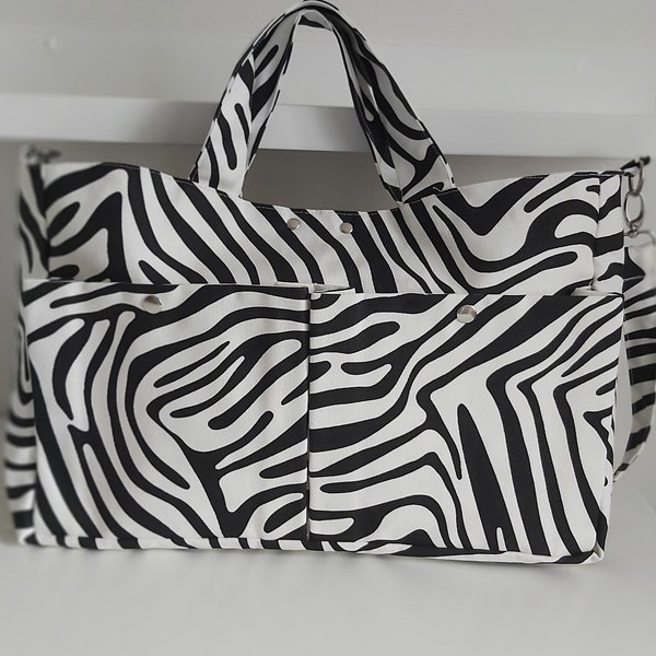 Zebra print tote bag, digital print tote bag, zebra tote bag, shoulder tote bag,