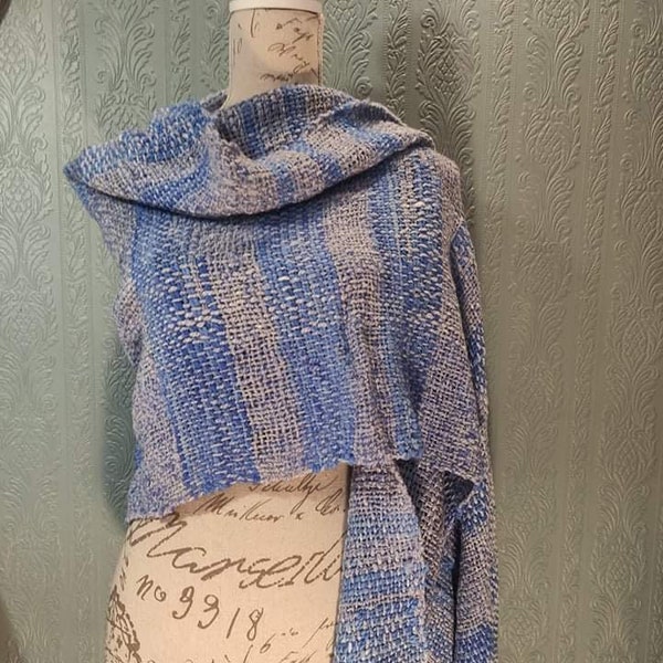 Blue hand woven shawl