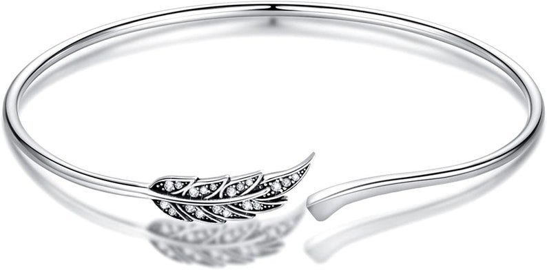 Bracelet 925 Sterling Silver Bangle angel feather Women Jewellery Vintage Bracelet 925 Sterling Silver Bangle angel feather Women Jewellery Vintage