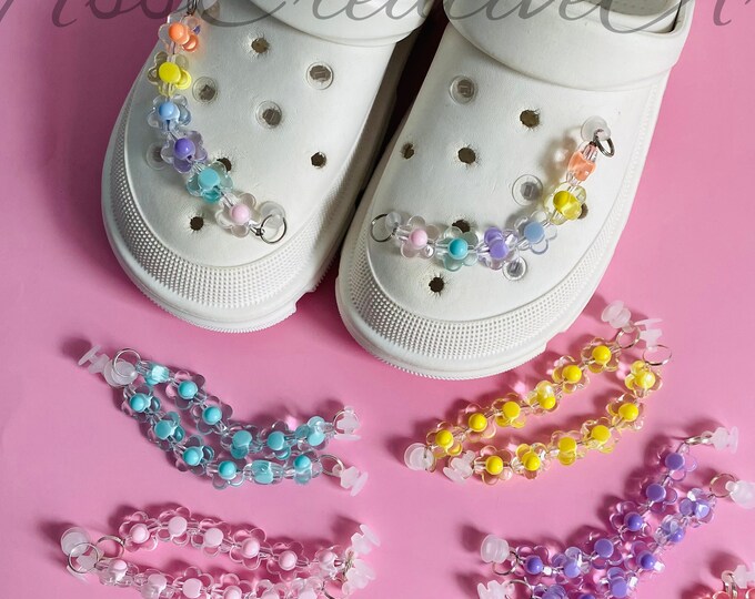 Original Custom Name Shoe Charm Beaded Shoe Chain Rainbow Beaded Shoe
