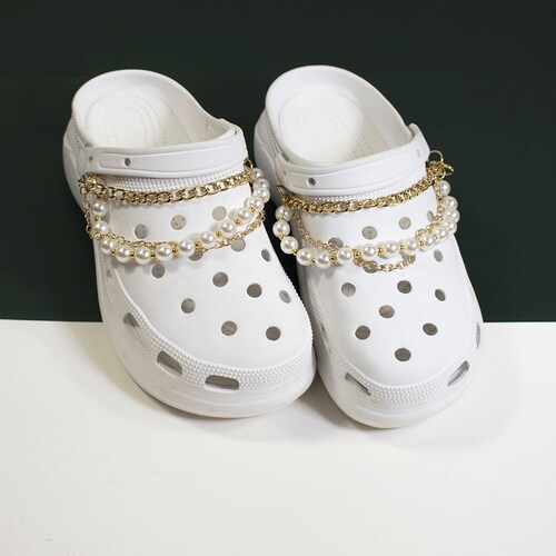 2pcs Pearl Clog Chain Charms Shoe Chains Ornaments Gold Etsy