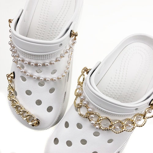 2pcs Pearl Clog Chain Charms Shoe Chains Ornaments Gold - Etsy