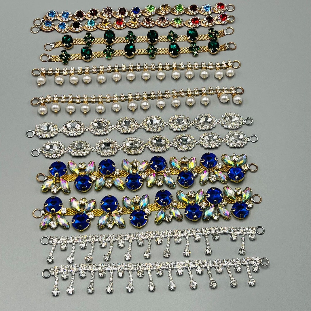 2pcs Crystal Pearl Shoe Chains Gold Rhinestone Shoe Chains Etsy