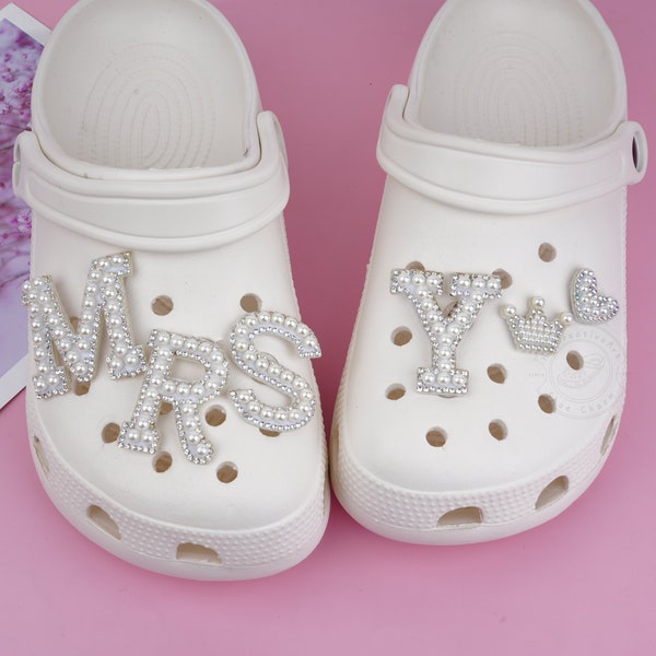 Personalized Pearl Cloth Sticker Shoe Charm, Custom Patch Pearl Letters Shoe Buckles, Unique Name DIY Shoe Decor,Wedding Favors,Gift for Her