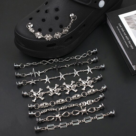 4 pièces Punk Chains pour Crocs Décoration de chaussures Bricolage Chaîne  de chaussures Charms Chaîne en métal