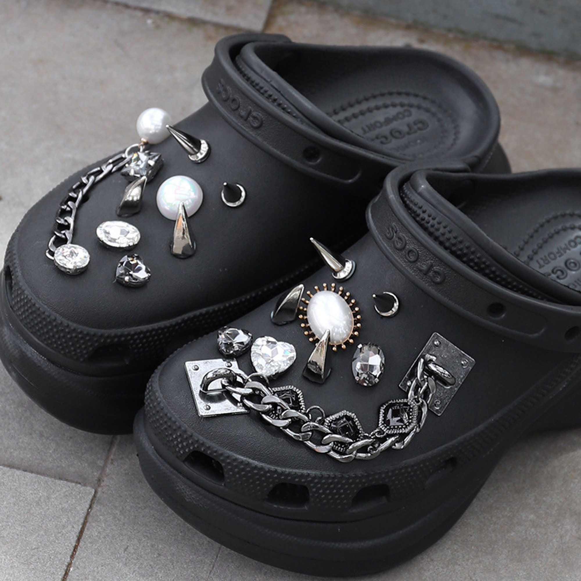 Gothic Style Black Shoe Charms Set Rivet Spike Shoe Charms - Etsy