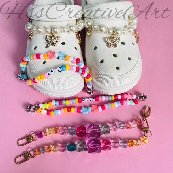 2pcs Colorful shoe Chains, Candy color chains, Pearl charm for shoe, Flower shoe charms without shoes, croc shoe charms