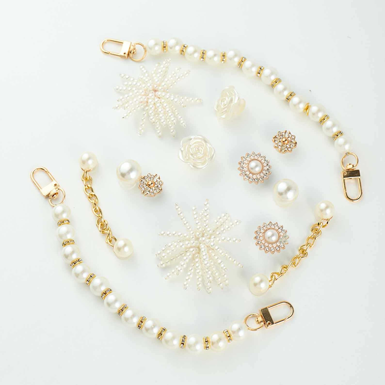 Luxury Pearl Shoe Charms Chains Rhinestone Shoe Charms Shoe Etsy