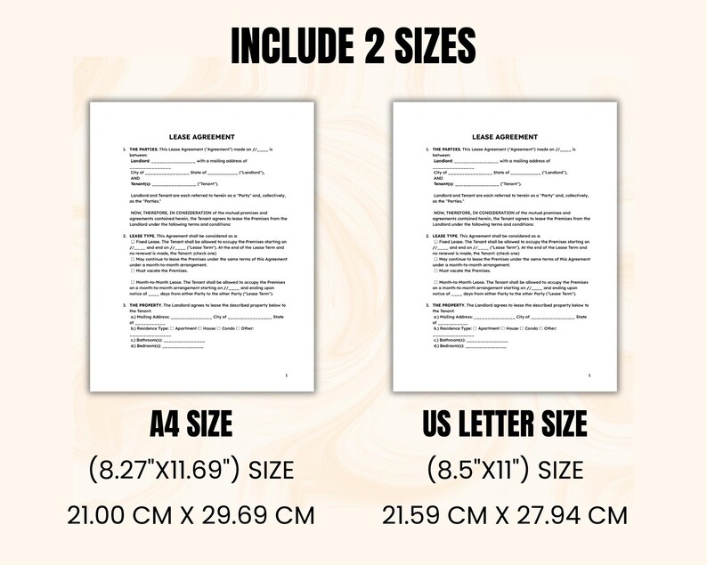 Editable Rental Agreement Template-printable Lease Contract Template ...