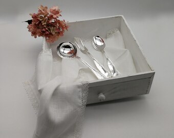 Silver-plated serving set | 3-piece | Serving utensils | Vintage silverware | Classic table decor | Elegant dining