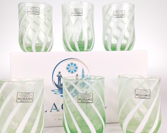 Murano Art Glass Glasses | Original Murano Glass | Colorful Art Glass Drinking Glasses | Handmade Glass Set | Collector's Item