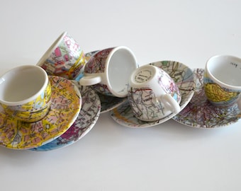 Set De 4 Tasses à Expresso Illy Art Collection 2005 - Édition Van Lieshout - Porcelaine Multicolore