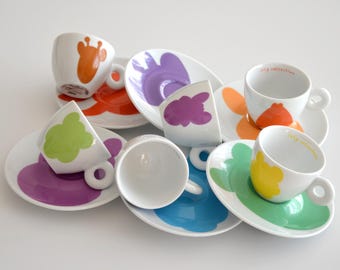 Illy Art Collection 2001 Jeff Koons Espresso Cups | Complete Set of 6 in Original Packaging | Includes Booklet | Collector's Item