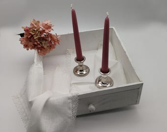 2 candle holders | candlesticks | vintage | silver-colored | classic table decoration | shabby chic | country house