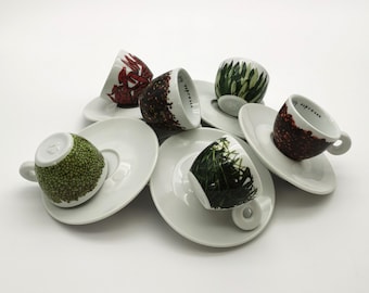 Illy Art Collection 2000 Francis Ford Coppola Espresso Cups | Complete Set of 6 | Collector's Item | Original Styrofoam Packaging