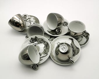 Illy Art Collection 2008 William Kentridge Cappuccino Cups | Complete Set of 6 in Original Packaging | Includes Booklet | Collector's Item