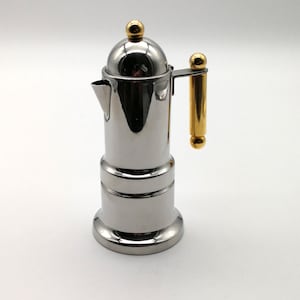Cafetera espresso Alessi "Kontessa" | Vev Vigano | Cafetera espresso de 2 tazas | Máquina de café de acero inoxidable | Diseño de mediados de siglo