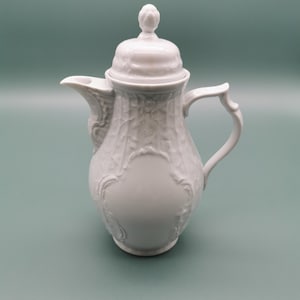 Cafetera Rosenthal Sanssouci, blanca con decoración | 1,1 L | Porcelana clásica | Nueva y sin usar