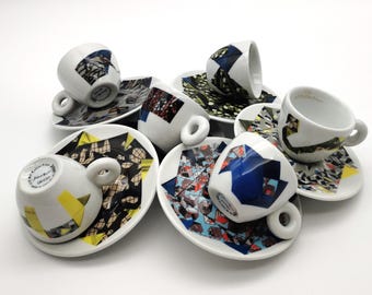 Illy Art Collection 2007 Michael Beutler Espresso Cups | Complete Set of 6 | Includes Booklet | Collector's Item