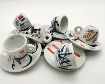 Illy Art Collection 2004 Padraig Timoney Espresso Cups | Complete Set of 6 | Includes Booklet | Collector's Item