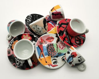 Illy Art Collection 2009 Pedro Almodóvar Espresso Cups | Complete Set of 6 in Original Packaging | Includes Booklet | Collector's Item
