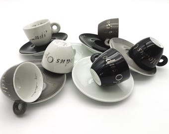 Illy Art Collection 2000 Joseph Kosuth Espresso Cups | Complete Set of 6 | Collector's Item