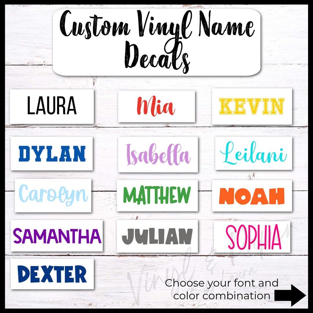 Custom Vinyl Name Decal: Personalized Stickers - Etsy