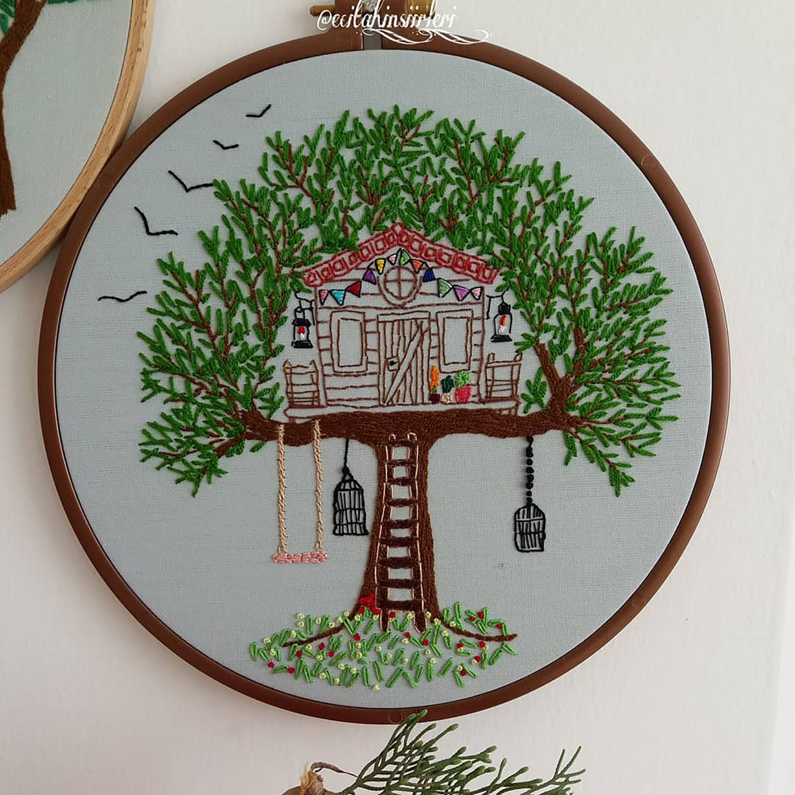 Hand Embroidery Tree House - Etsy