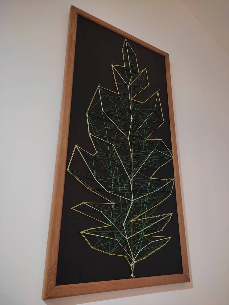 Cadre String Art Feuille Ficelle Ambiance Zen Floral