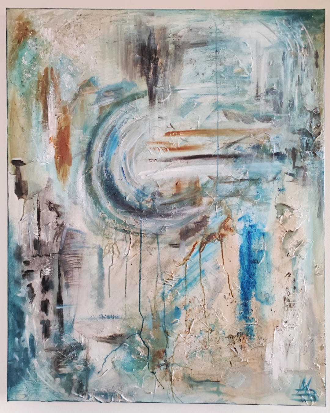 Abstract Framework on Canvas, Handmade Acrylic Painting, 100x80 (