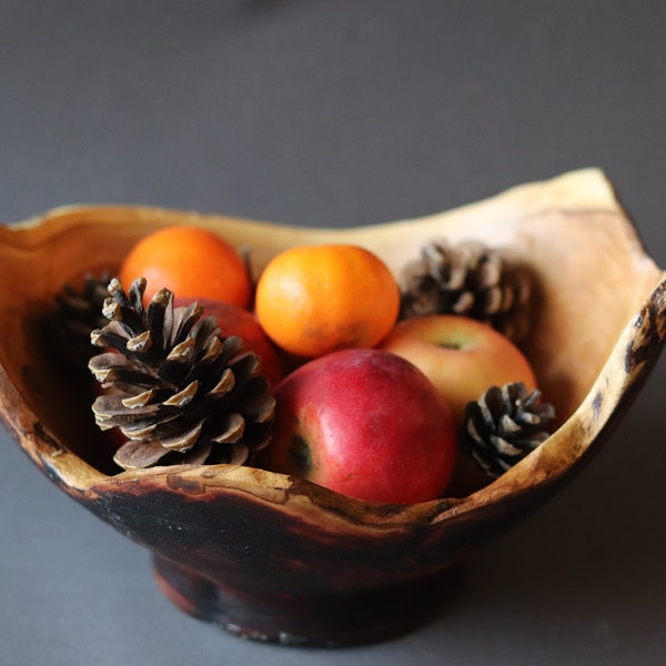 Ebonized Alder Lathed Bowl from Upcycled Log Handmade and Hand Finished with Food Safe Hardening Oils