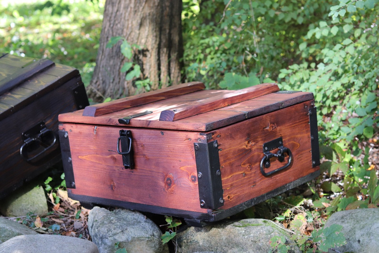 2x Solid Pine Army Wood Chests set of Two Etsy