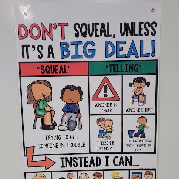 Don't Squeal Unless it's a BIG Deal Anchor Chart [Hard Good]