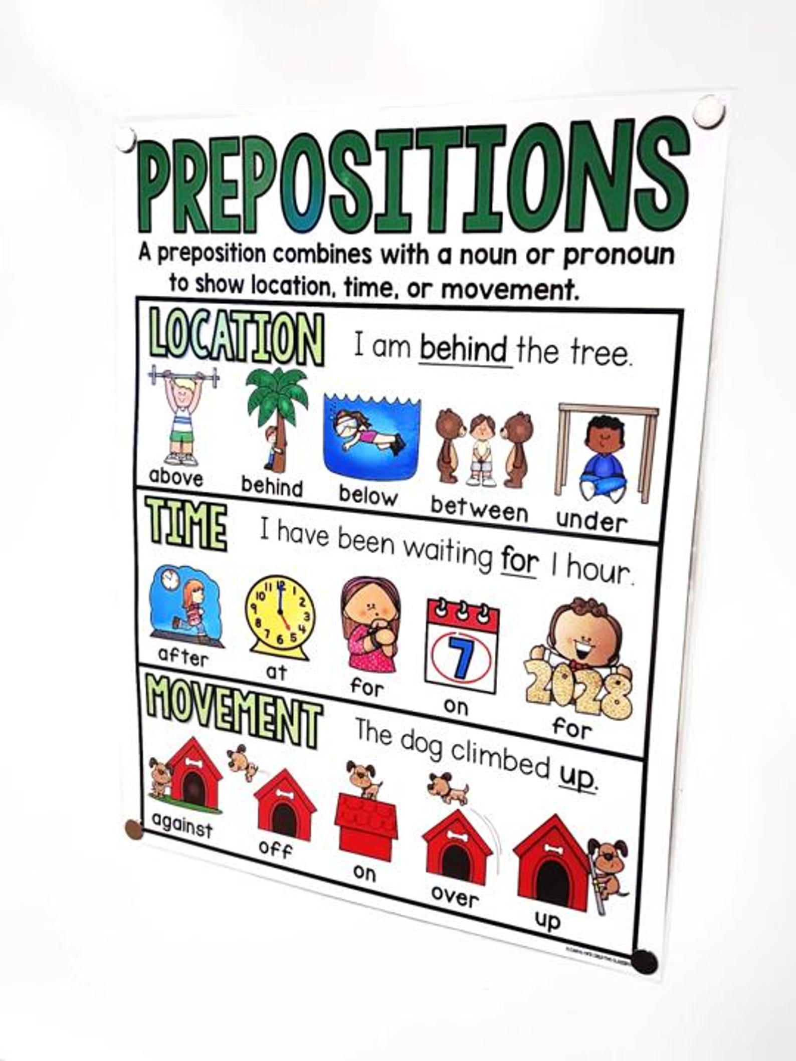 Prepositions Anchor Chart [hard Good] - Option 5 (location, Time ...