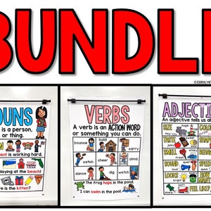 Nouns, Verbs, and Adjectives Anchor Chart [hard Good] - BUNDLE 1 - Etsy