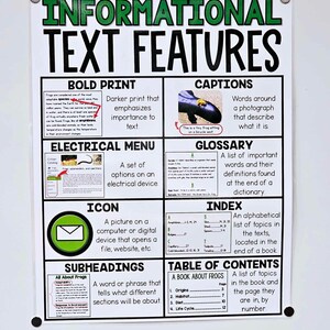 Informational Text Features Anchor Chart [hard Good] - Option 1 - Etsy