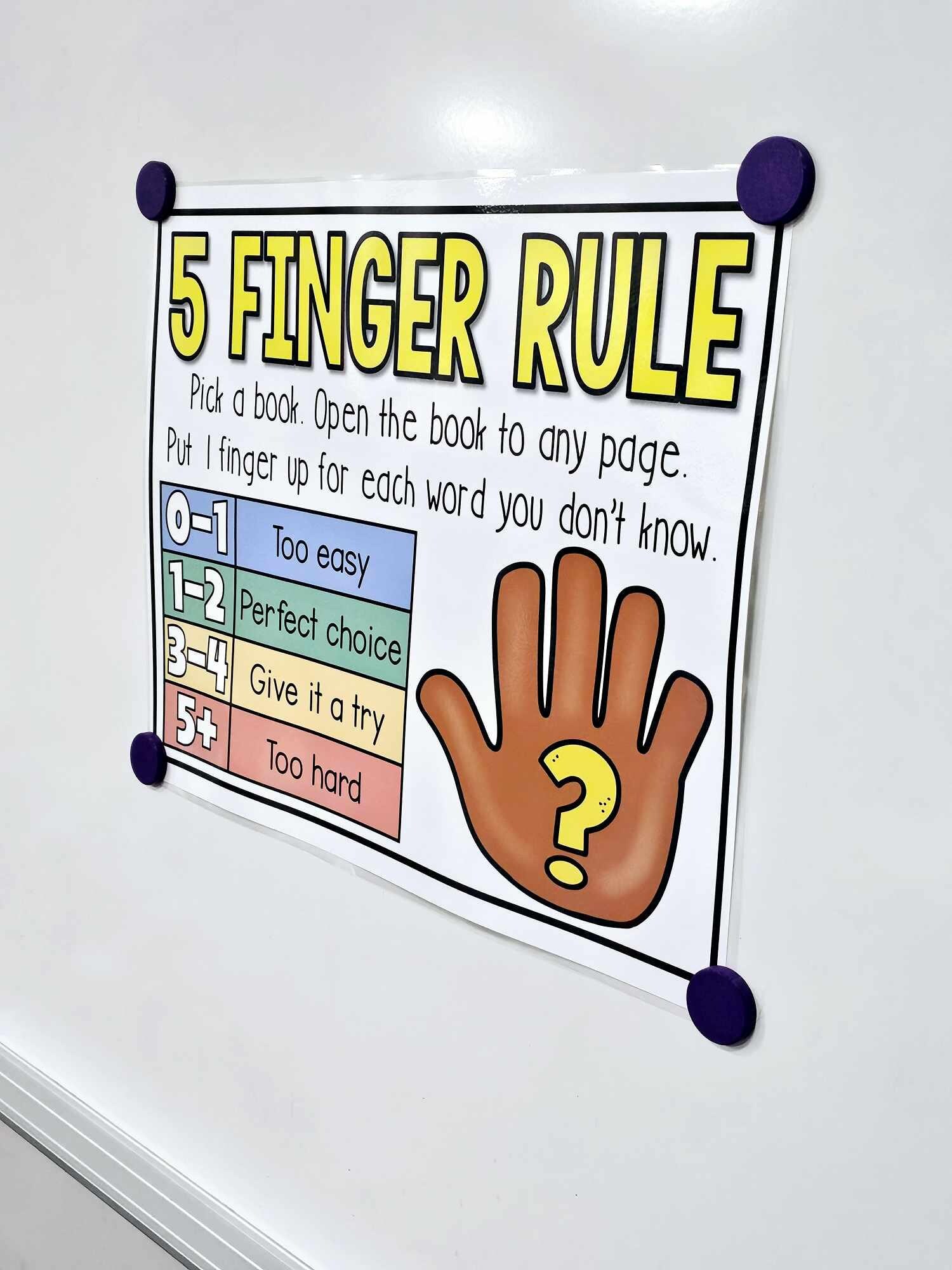 5 Finger Rule - Picking Out a Book Anchor Chart [hard Good] - Option #2 ...