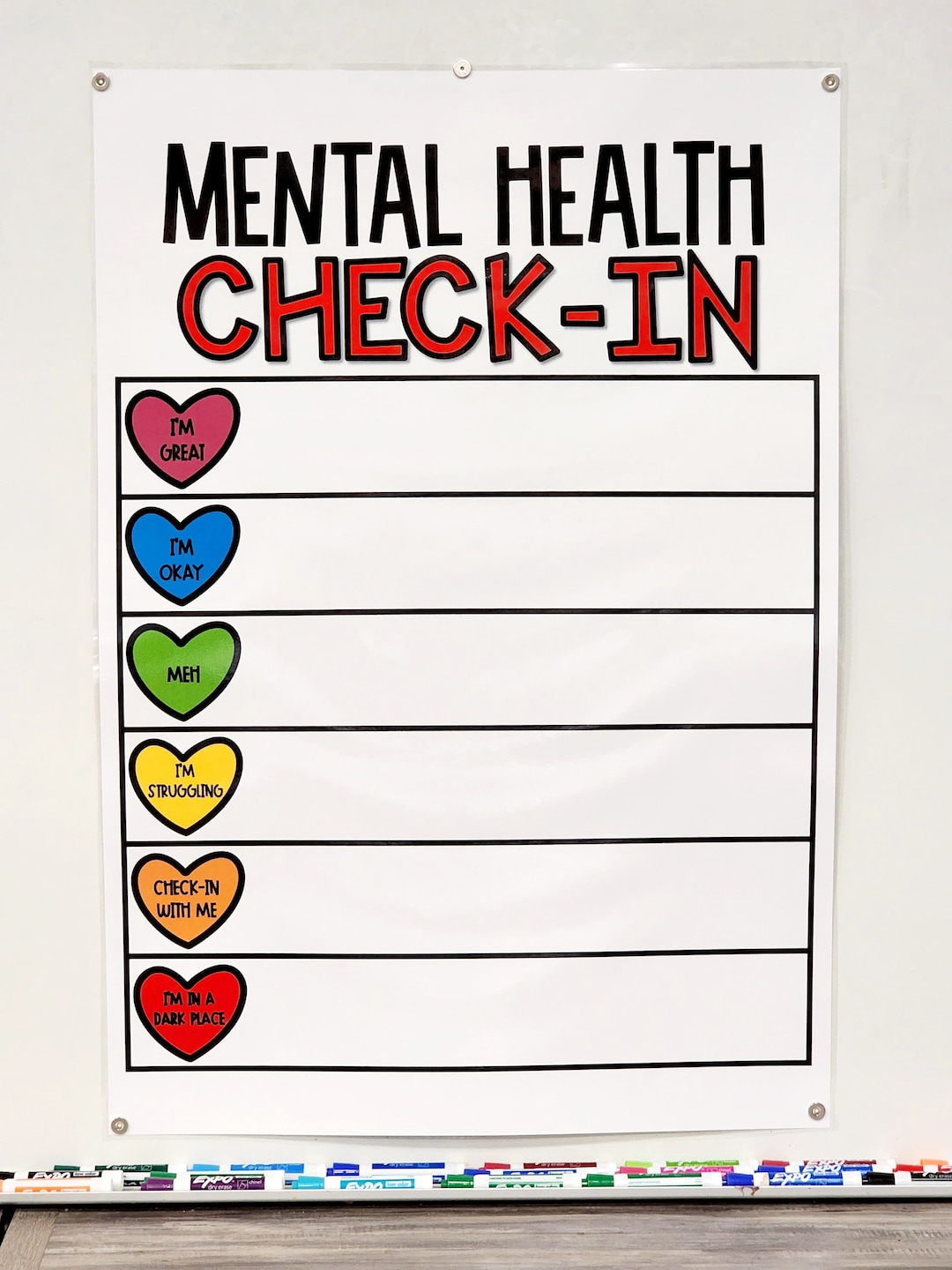Mental Health Checkin Anchor Chart hard Good Option 1 Etsy